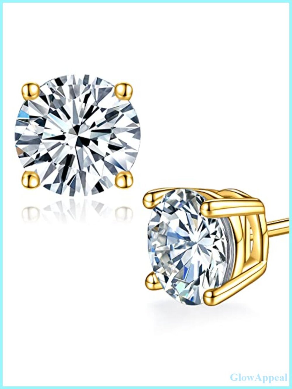 Sterling Silver Moissanite Stud Earrings Prong Setting Push Back